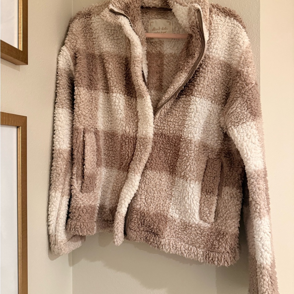 Altar'd State Cream and Brown Teddy Jacket